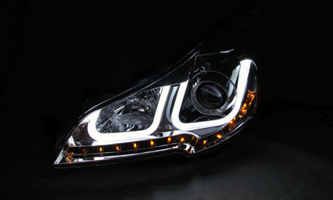 ANZO 2010-2014 Subaru Outback Projector Headlights w/ U-Bar Black - 111285