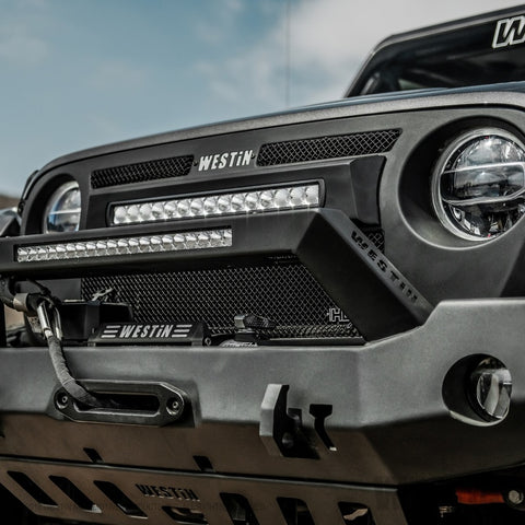Westin 18-20 Jeep Wrangler WJ2 Full Width Front Bumper w/LED Light Bar Mount Textured Black - 59-80125