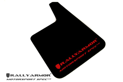 Rally Armor Universal Fit (No Hardware) Motorsport Spec Black UR Mud Flap Red Logo - MF20-MSUR-BK/RD