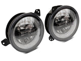 Raxiom 18-22 Jeep Wrangler JL/JT Axial 9-Inch LED Headlights w/RGB Halo- Black Housing (Clear Lens) - J142668