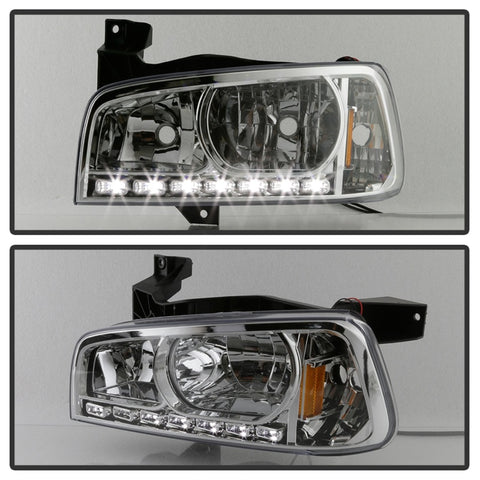 xTune Dodge Charger 06-10 1Pc LED Crystal Headlights Chrome HD-ON-DCH05-1PC-LED-C - 5017628