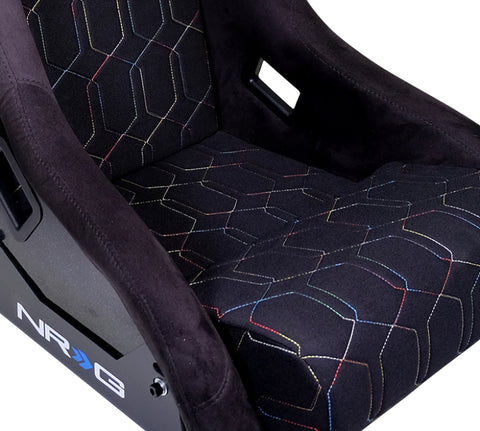NRG FRP Bucket Seat (Black w/ Multi Color Geometric Pattern) - Large - FRP-300-MGEO-BK