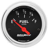 Autometer Traditional Chrome 52mm Short Sweep 0 Ohm - 90 Ohm Full Electrical Fuel Level Gauge - 2514
