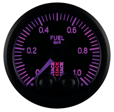 Autometer Stack 52mm 0-1 Bar M10 Male Pro-Control Fuel Pressure Gauge - Black - ST3503