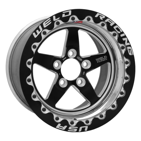 Weld S71 15x11.33 / 5x4.5 BP / 7.5in. BS Black Wheel (Low Pad) - Black Single Beadlock MT - 71LB511A75F