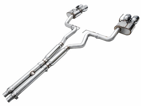 AWE 2024 Ford Mustang Dark Horse S650 RWD SwitchPath Cat-Back Exhaust w/ Quad Chrome Silver Tips - 3025-42375