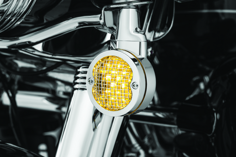 Kuryakyn Mesh Turn Signal Bezels 3-1/4in Chrome - 6513