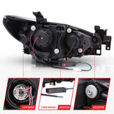 ANZO 2014-2015 Mazda 6 Projector Headlights w/ Plank Style Design Black - 121516