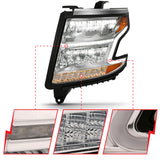 ANZO 15-20 Chevy Tahoe/Suburban LED Light Bar Style Headlights w/Sequential Chrome w/Amber - 111479