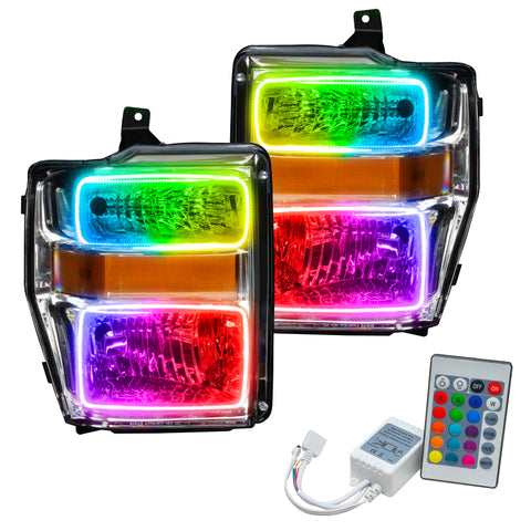 Oracle 08-10 Ford F250 Pre-Assembled Halo Headlights Chrome Housing- w/Simple Controller - 7189-504