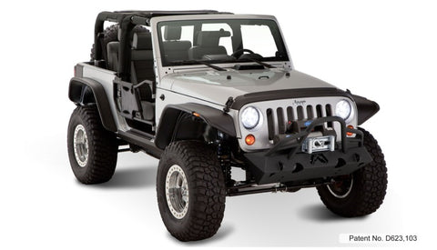 Bushwacker 07-18 Jeep Wrangler Flat Style Flares 4pc Fits 2-Door Sport Utility Only - Black - 10919-07
