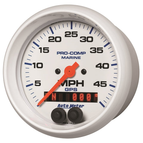 Autometer Marine White 3 3/8in 50MPH GPS Speedometer Gauge - 200635