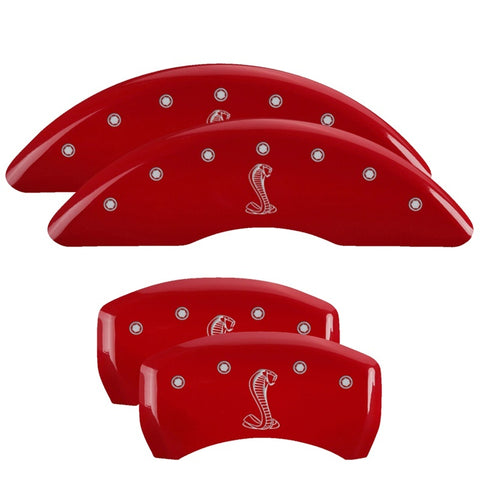 MGP 4 Caliper Covers Engraved Front & Rear Tiffany Snake Red finish silver ch - 10201SSNKRD