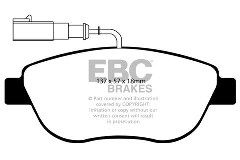 EBC 12+ Fiat 500 1.4 Turbo Abarth Redstuff Front Brake Pads - DP31383C