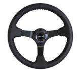 NRG Reinforced Steering Wheel (350mm / 3in. Deep) Bk Leather w/Bk BBall Stitch (Odi Bakchis Edition) - RST-036MB-R