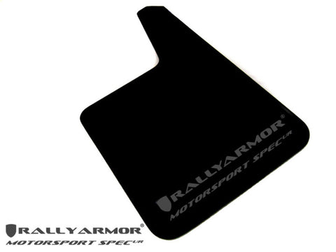 Rally Armor Universal Fit (No Hardware) Motorsport Spec Black UR Mud Flap w/ Gray Logo - MF20-MSUR-BK/GY