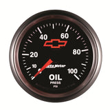 Autometer GM Bowtie Black 2-1/16in 0-100 PSI Oil Pressure - Stepper Motor - 3653-00406