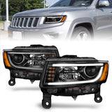 ANZO 2014-2015 Jeep Grand Cherokee Projector Headlights w/ Plank Style Design Black - 111329