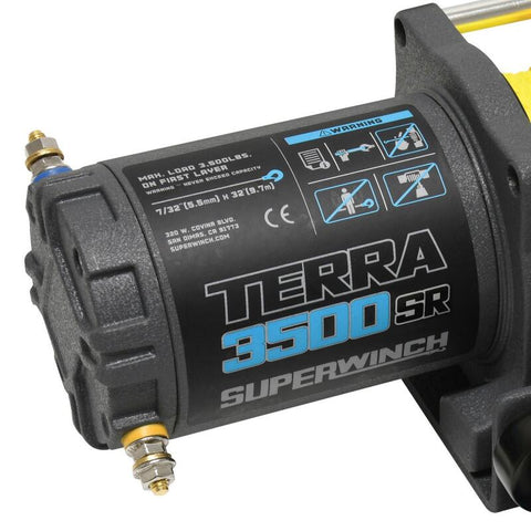 Superwinch 3500 LBS 12V DC 7/32in x 32ft Synthetic Rope Terra 3500SR Winch - Gray Wrinkle - 1135270