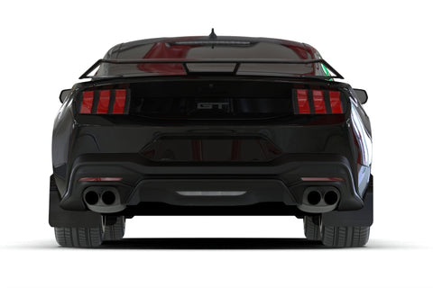 Rally Armor 2024+ Ford Mustang Black UR Mud Flap w/ Metallic Black Logo - MF126-UR-BLK-MBK