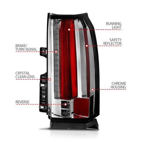 ANZO 2015-2017 Chevrolet Suburban/Tahoe LED Taillights Chrome - 311280