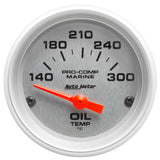 Autometer Marine Silver Ultra-Lite 2-1/16in Electric Oil Temperature Gauge 140-300 Deg F - 200764-33