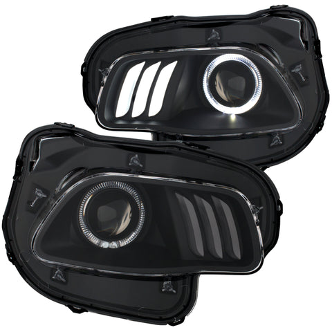ANZO 2014-2016 Jeep Cherokee Projector Headlights Black clear w/ white and Red - 111353