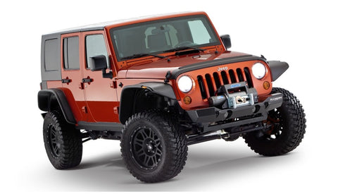 Bushwacker 07-18 Jeep Wrangler Unlimited Flat Style Flares 4pc 4-Door Sport Utility Only - Black - 10918-07