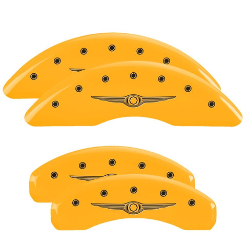 MGP 4 Caliper Covers Engraved F & R Chrysler Wing Yellow Finish Black Char 2004 Chrysler Pacifica - 32002SCW1YL