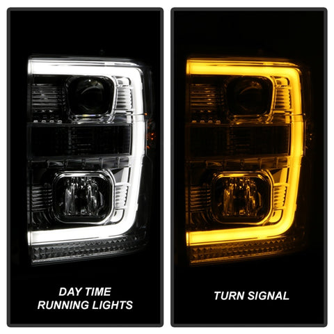 Spyder 08-10 Ford F-250 Ver 2 Proj Headlight - Switch Back Light Bar - Chrome - PRO-YD-FS08V2-SBLB-C - 5086211