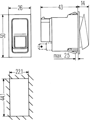 Hella Switch Rocker Spst W/ Loc Light - 007832011