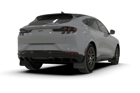 Rally Armor 21-26 Ford Mustang Mach-E/GT/Rally Black Mud Flap w/White Logo - MF96-UR-BLK-WH