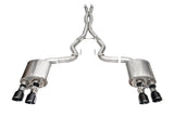 Corsa 24+ Ford Mustang Dark Horse 5.0L 3in Dual Rear Cat-Back w/Twin 4.5in Black PVD Slash Tips - 21265BLK