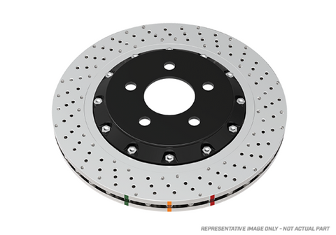 DBA 12-19 Jeep Grand Cherokee SRT8 5000 Series Drilled Front Brake Rotor 2 Piece w/ Hats - DBA52632BLKXD