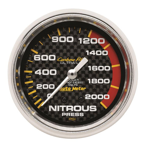 Autometer Carbon Fiber 66.7mm Mechanical 0-2000 PSI Nitrous Press Gauge - 4828