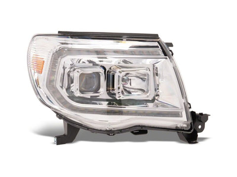 Raxiom 05-11 Toyota Tacoma Axial Series Switchback Proj Headlights- Chrome- Clear Lens - TT23362