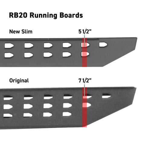 Go Rhino RB20 Slim Running Boards 57in. Cab Length - Bedliner Coating (No Drill/Mounting Brkt Req.) - 69400057ST