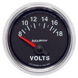 Autometer GS 52mm 8-18 Volts Short Sweep Electronic Voltmeter Gauge - 3892