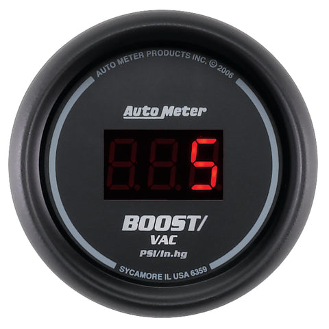 Autometer Black 52mm 30 In Hg.-Vac./30 PSI Digital Vacuum/Boost Gauge - 6359