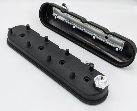 Granatelli 96-22 GM LS Tall Valve Cover w/Angled Coil Mounts - Black Wrinkle (Pair) - 640362