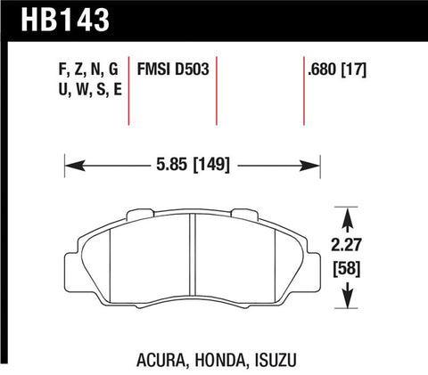 Hawk 1997-1997 Acura CL 3.0 HPS 5.0 Front Brake Pads - HB143B.680