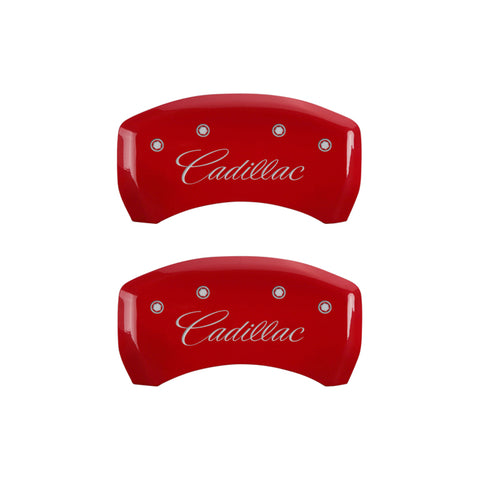 MGP 4 Caliper Covers Engraved Front & Rear Cursive/Cadillac Yellow finish black ch - 35020SCADYL
