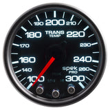 Autometer Spek-Pro Gauge Trans Temp 2 1/16in 300f Stepper Motor W/Peak & Warn Blk/Smoke/Blk - P34252