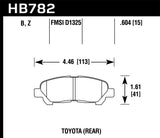 Hawk 08-13 Toyota Highlander Performance Ceramic Street Rear Brake Pads - HB782Z.604