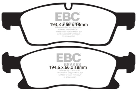 EBC 11+ Dodge Durango 3.6 Extra Duty Front Brake Pads - ED91871
