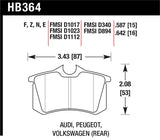 Hawk 2010-2013 Audi A3 TDI HPS 5.0 Rear Brake Pads - HB364B.642