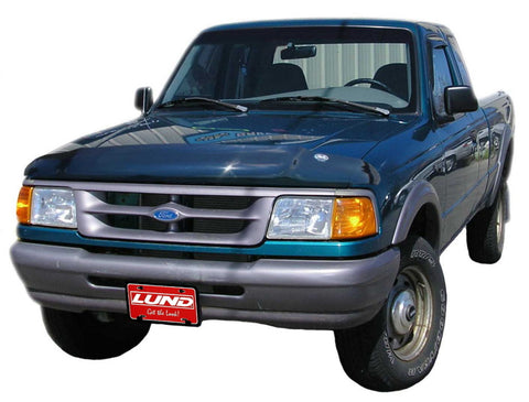 AVS 93-97 Ford Ranger High Profile Bugflector II Hood Shield - Smoke - 24854
