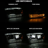 ANZO 16-18 Chevrolet Silverado 1500 LED Projector Headlights w/Plank Style Switchback Chrome w/Amber - 111421