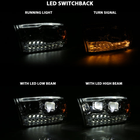 ANZO 16-18 Chevrolet Silverado 1500 LED Projector Headlights w/Plank Style Switchback Chrome w/Amber - 111421