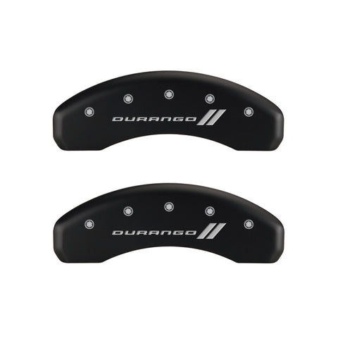 MGP 4 Caliper Covers Engraved Front & Rear With stripes/Durango Red finish silver ch - 12043SDGORD